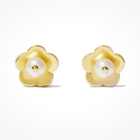 Lele Sadoughi Flower and Pearl Stud Earrings - Picture 1 of 4